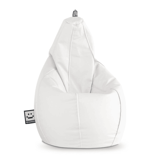 Puff Pêra Couro ecológico Branco XXL HAPPERS