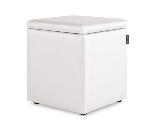 Puff cubo arcón polipiel blanco pack 2 unidades happers