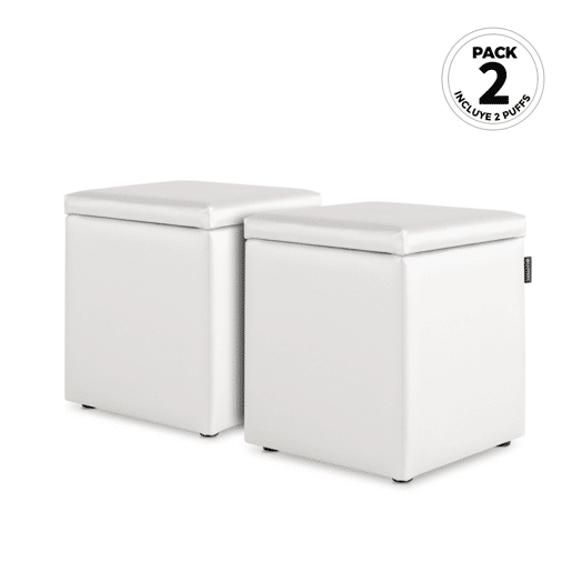 Puff Cube Arcon Leatherette Interior White Happers PACK 2 UNIDADES HAPPERS