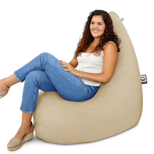 Puff Pêra Relax Aveludado Vintage Bege XL HAPPERS