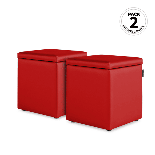 Puff Cube Arcon Leatherette Interior Red Happers PACK 2 UNIDADES HAPPERS