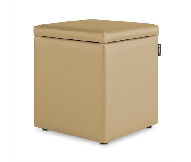 Puff cubo arcón polipiel beige 1 unidad happers