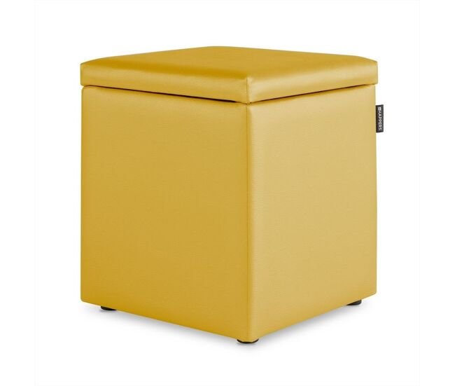 Puff cubo arcón polipiel mostaza 1 unidad happers