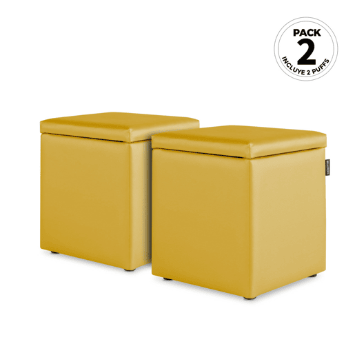Puff Cube Arcon Leatherette para interior Mustard Happers PACK 2 UNIDADES HAPPERS