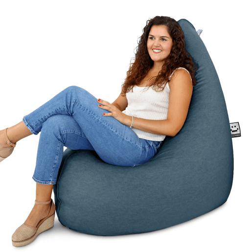 Puff Pêra Relax Aveludado Vintage Azul Escuro XL HAPPERS