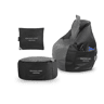 Combo Gamer Cinza: Puff Gamer PRO + Descança-pés + Almofada Pack Gamer PRO HAPPERS