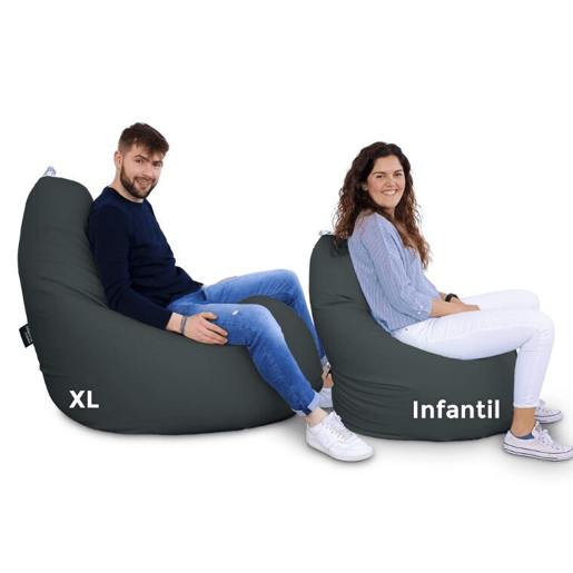 Puff Pear Relax Leatherette estofados cinza para interiores Infantil HAPPERS