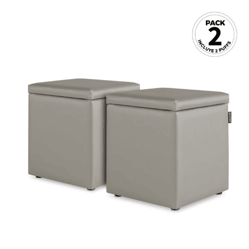 Puff Cube Arcon Leatherette Amortecedor de freixo interno PACK 2 UNIDADES HAPPERS