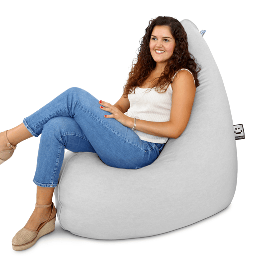 Puff Pêra Relax Aveludado Vintage Cinza Claro XL HAPPERS