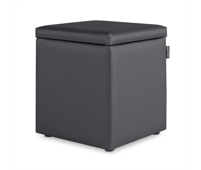 Puff cubo arcón polipiel gris pack 2 unidades happers