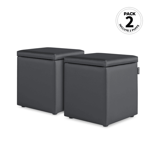 Puff Cube Arcon Leatherette Interior Grey Happers PACK 2 UNIDADES HAPPERS