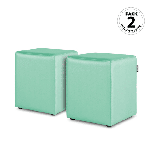 Puff Cubo Polipiel Menta PACK 2 UNIDADES HAPPERS