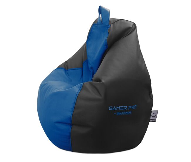 Puff gamer pro polipiel azul xxl. ideal para jugar con tu videoconsola único happers