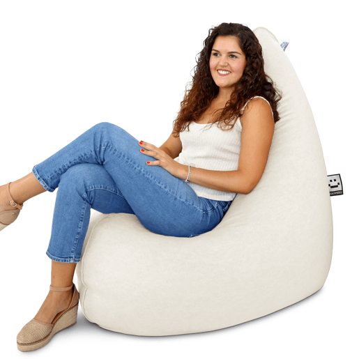 Puff Pêra Relax Aveludado Vintage Cru XL HAPPERS