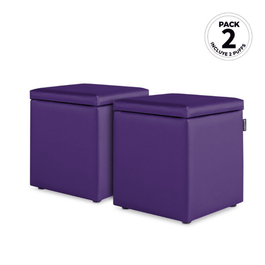 Puff Cube Arcon Leatherette Lila Happers interior PACK 2 UNIDADES HAPPERS