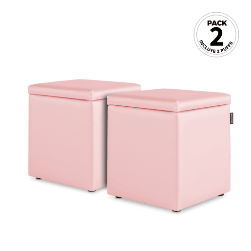 Puff Cube Arcon Leatherette Amortecedor Rosa Interior PACK 2 UNIDADES HAPPERS