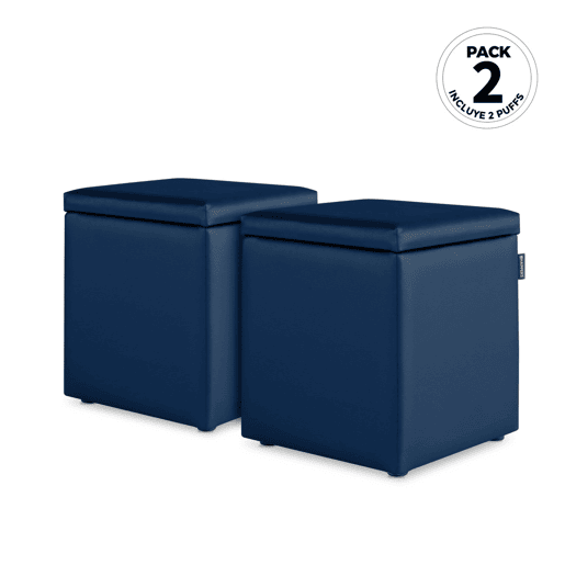 Puff Cube Arcon Leatherette Amortecedor Azul Interior PACK 2 UNIDADES HAPPERS