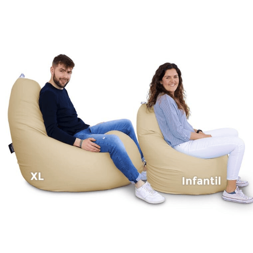 Puff Pear Relax Leatherette Ecru Happers interno Infantil HAPPERS