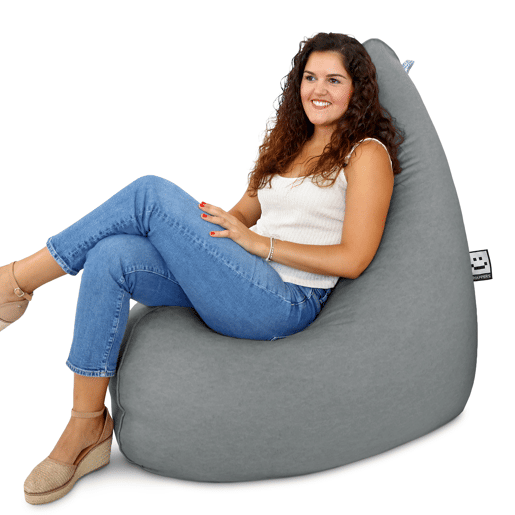 Puff Pêra Relax Aveludado Vintage Cinza XL HAPPERS