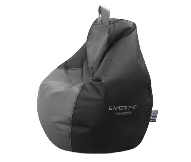 Puff gamer pro polipiel gris xxl. ideal para jugar con tu videoconsola único happers