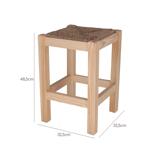 Low Wood Square Rustic Sidewalk, acabamento sem verniz, 32,5x32,5x48,5 cm