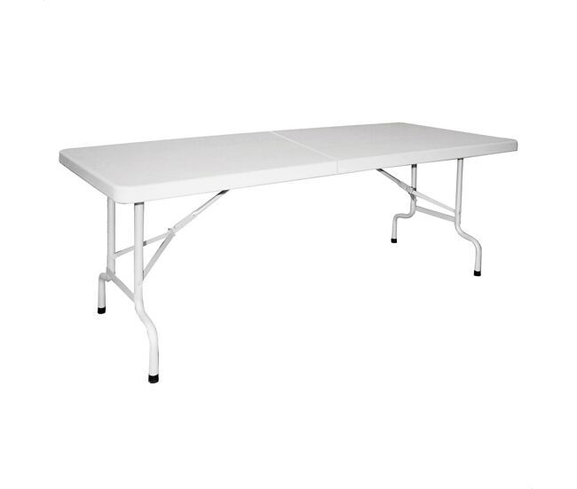 Mesa maleta plegable de estructura metálica 180cm x 75cm x 74cm