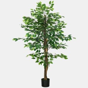 HOMCOM Planta Figueira Artificial com Tronco Realista 150 cm Planta Artificial com Vaso e 882 Folhas Decoração para Casa Sala de Estar Escritório Verde
