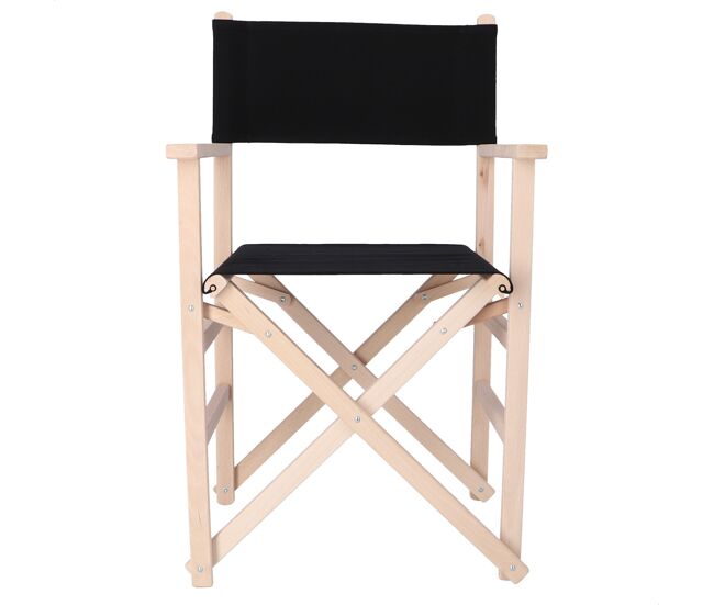 Sillon director sunset acabado sin barniz, lona negra, 51x46x86 cm