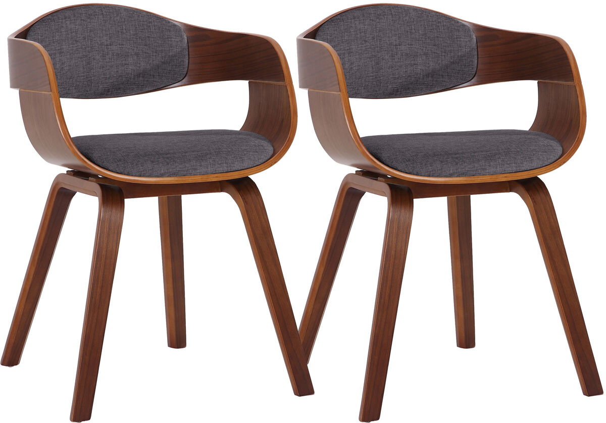 Set de 2 sillas de comedor kingston de tela y madera nogal/gris claro 46x49x73 cm