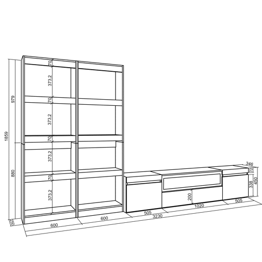 Conjunto de móveis TV, Mobiliário sala de estar, 320x35x186cm, Para televisores até 80, Lareira eléctrica, Estilo moderno, Cimento