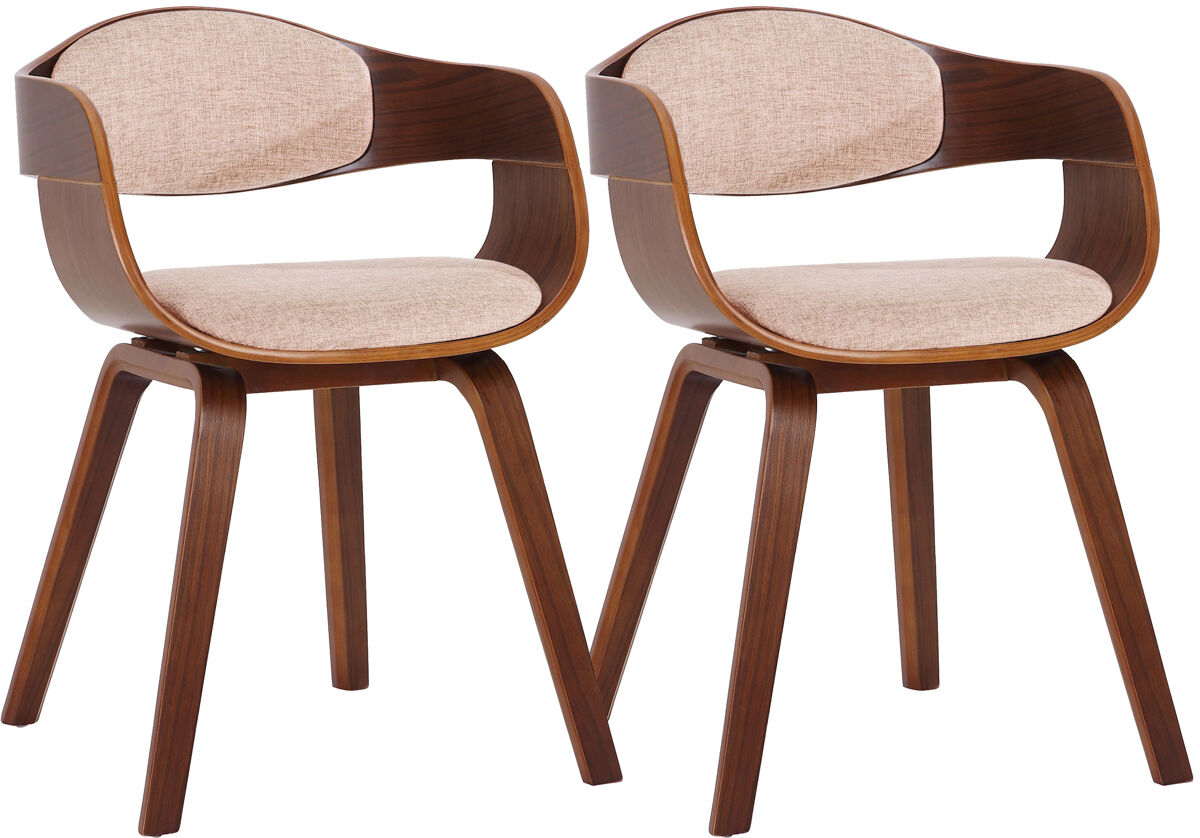Set de 2 sillas de comedor kingston de tela y madera nogal/crema 46x49x73 cm