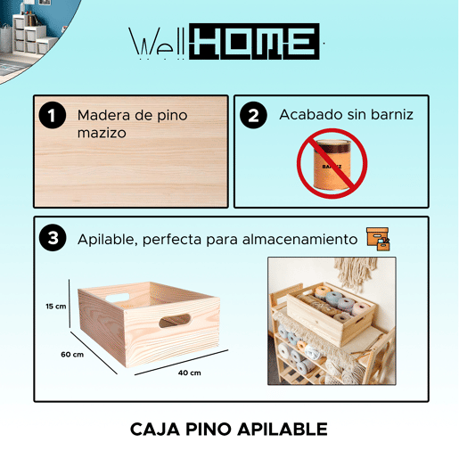 Caixa de armazenamento marítima 60x40x15cm Pine sólido