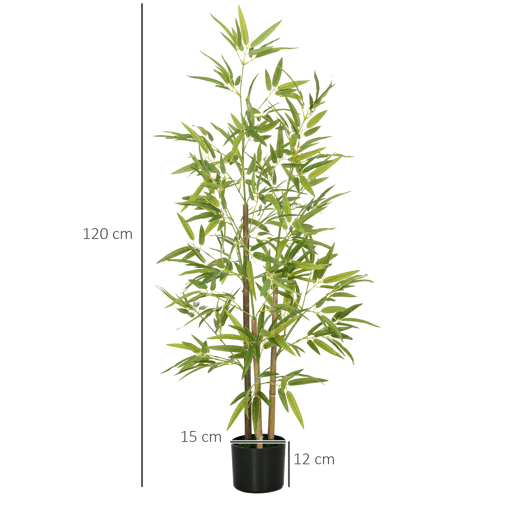 HOMCOM 2 Plantas Artificiais com Vaso Plantas Sintéticas de Bambu com 498 Folhas para Decoração em Sala de Estar Escritório Casa Ø15x120 cm Verde