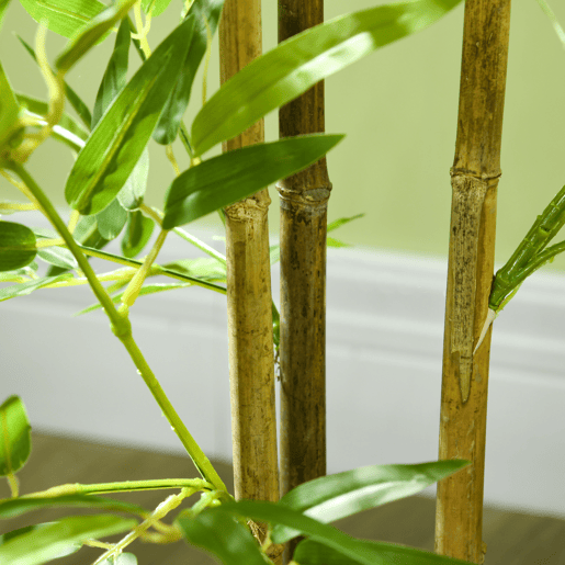 HOMCOM 2 Plantas Artificiais com Vaso Plantas Sintéticas de Bambu com 498 Folhas para Decoração em Sala de Estar Escritório Casa Ø15x120 cm Verde