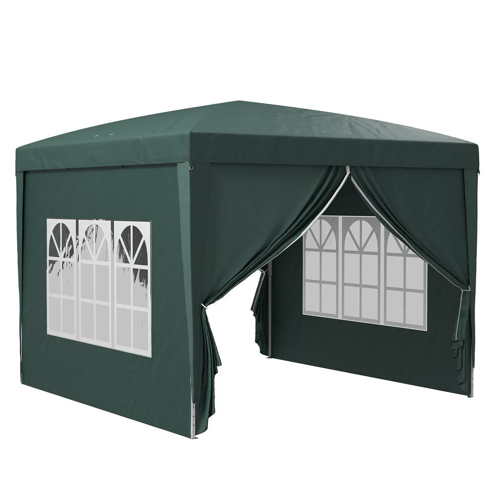 Outsunny carpa plegable pop-up gazebo 3x3 m cenador plegable con 4 paredes laterales anti-uv y bolsa de transporte para camping fiestas verde