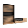 Conjunto de móveis TV, Mobiliário sala de estar, 260x35x186cm, Para televisores até 65, Lareira eléctrica, Estilo moderno, Carvalho e preto
