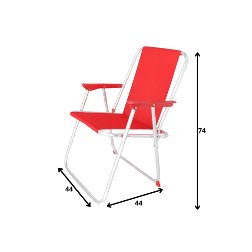 Cadeira de metal dobrável vermelho, 44x44x74 cm