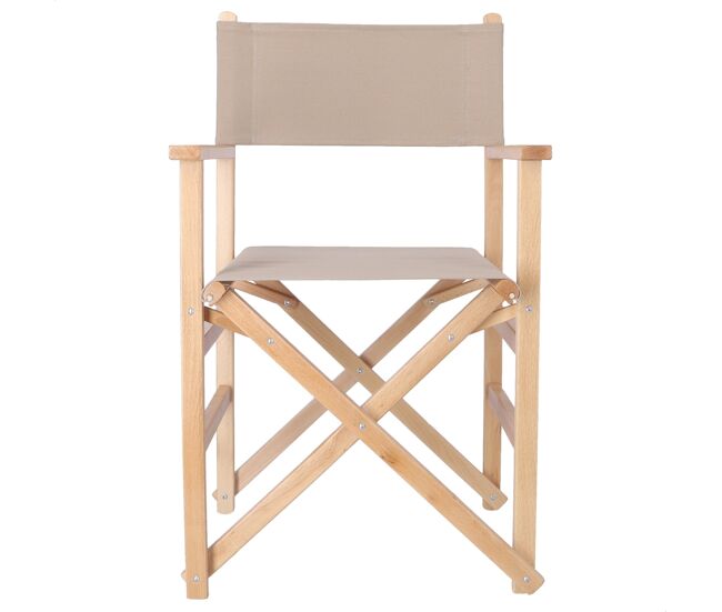 Sillon director sunset acabado en barniz, lona piedra, 51x46x86 cm