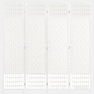 HOMCOM Biombo de 4 Painéis Separador de Ambientes 160x170 cm Divisor de Habitação Dobrável de Corda de Papel e Estrutura de Madeira Decoração para Dormitório Sala de Estar Branco