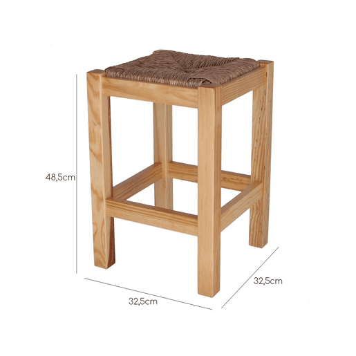 Low Wood Square Rustic Sidewalk, acabamento em verniz, 32,5x32,5x48,5 cm
