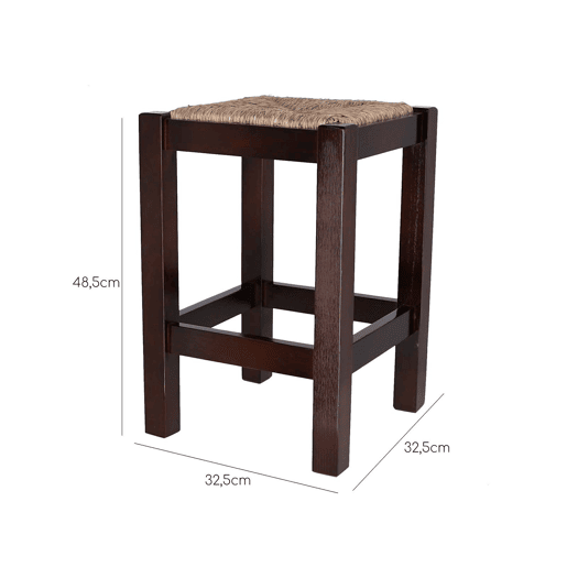 Low Rustic Sidewalk, fabricada em madeira, acabamento em nogueira, 32,5x32.5x48.5 cm