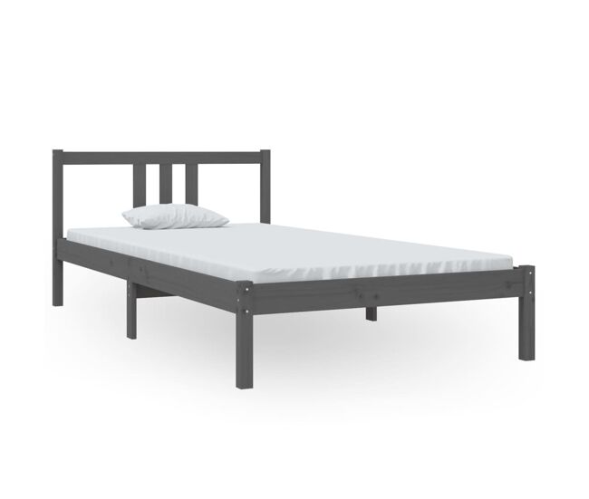 Estructura de cama madera maciza gris 100x200 cm