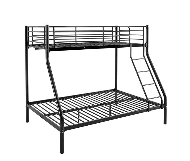 Litera jorge | color negro | cama matrimonio inferior + individual superior | metal epoxy | 1 colchón 135x190