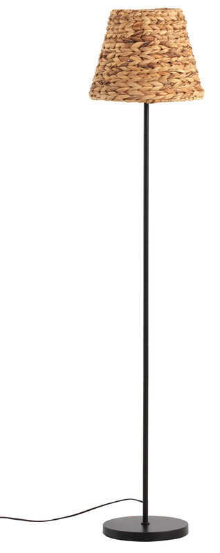 Lámpara de pie de fibra natural con base de metal