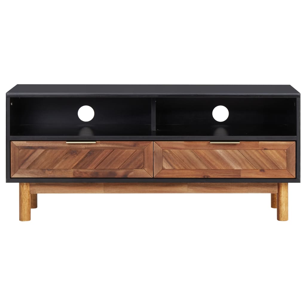 mueble para tv de madera maciza de acacia y mdf 100x35x45 cm