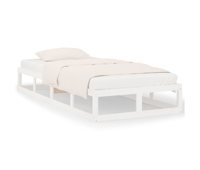 Estructura de cama de madera maciza blanca 90x200 cm