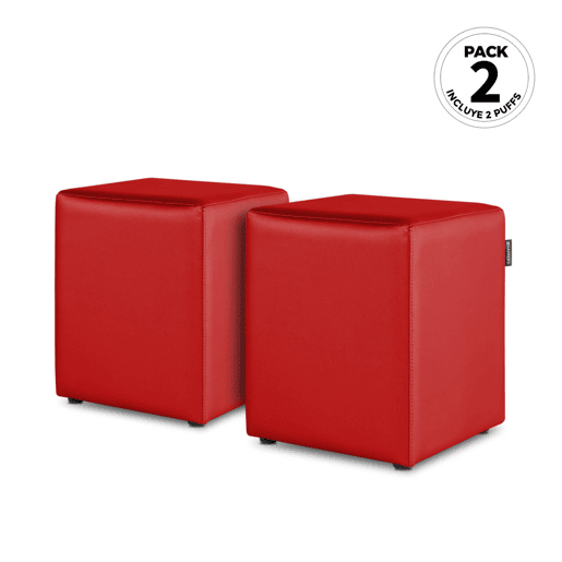 Happers Indoor Red Leatherette Cube Puff PACK 2 UNIDADES HAPPERS