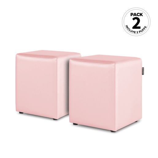 Puff Cube Leatherette Amortecedores rosa internos PACK 2 UNIDADES HAPPERS