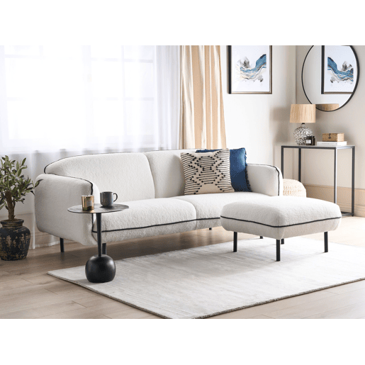 Sofá TONSBERG Bouclé Branco 3 lugares