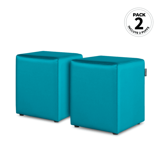 Happers Indoor Turquoise Leatherette Cube Puff PACK 2 UNIDADES HAPPERS
